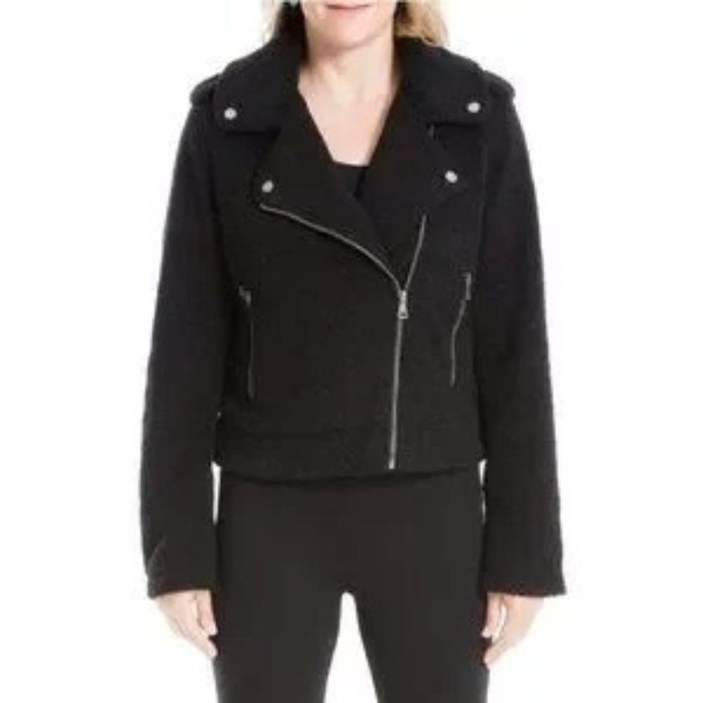 Max Studio Faux Fur Teddy Jacket Black Medium Like New